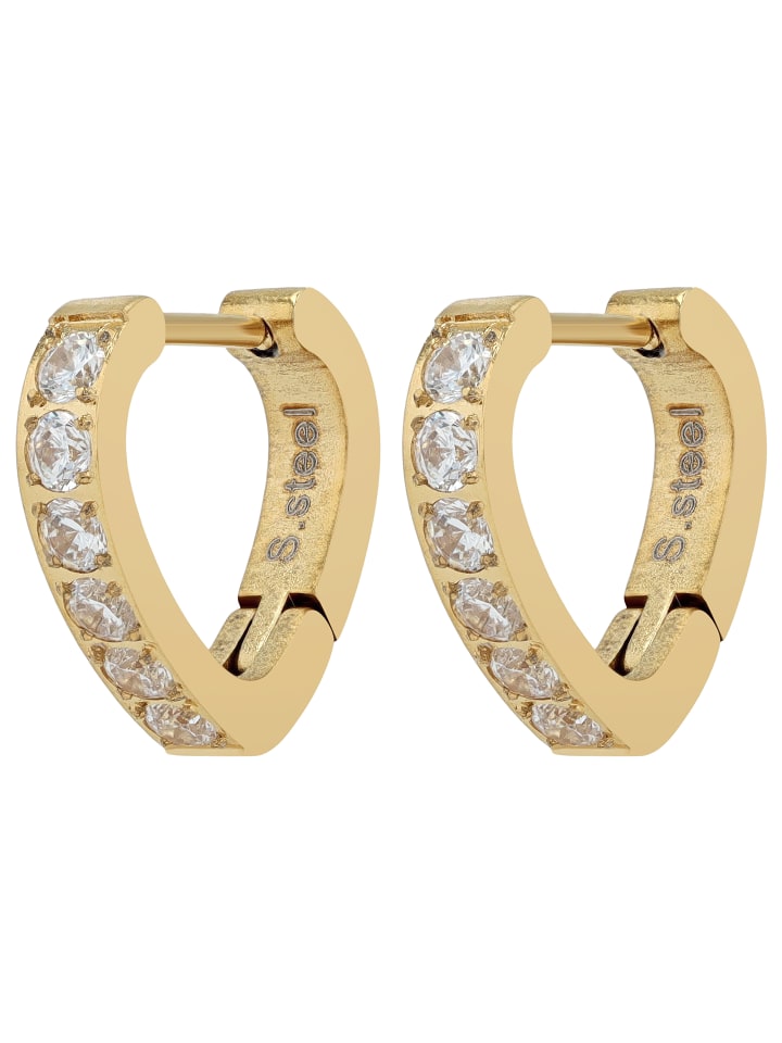 Adeliás Женские серьги - серьги-кольца на шарнирах из нержавеющей стали с золотыми стразами
Adeliás Женские серьги - серьги-кольца на шарнирах из нержавеющей стали с золотыми стразами