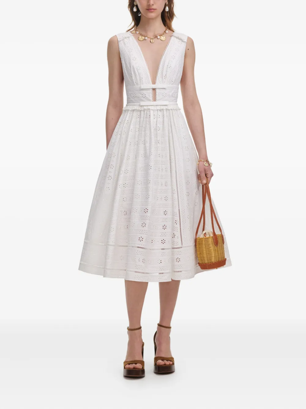 Платье с пуговицами Self-Portrait, белый 
Платье с пуговицами Self-Portrait, белый