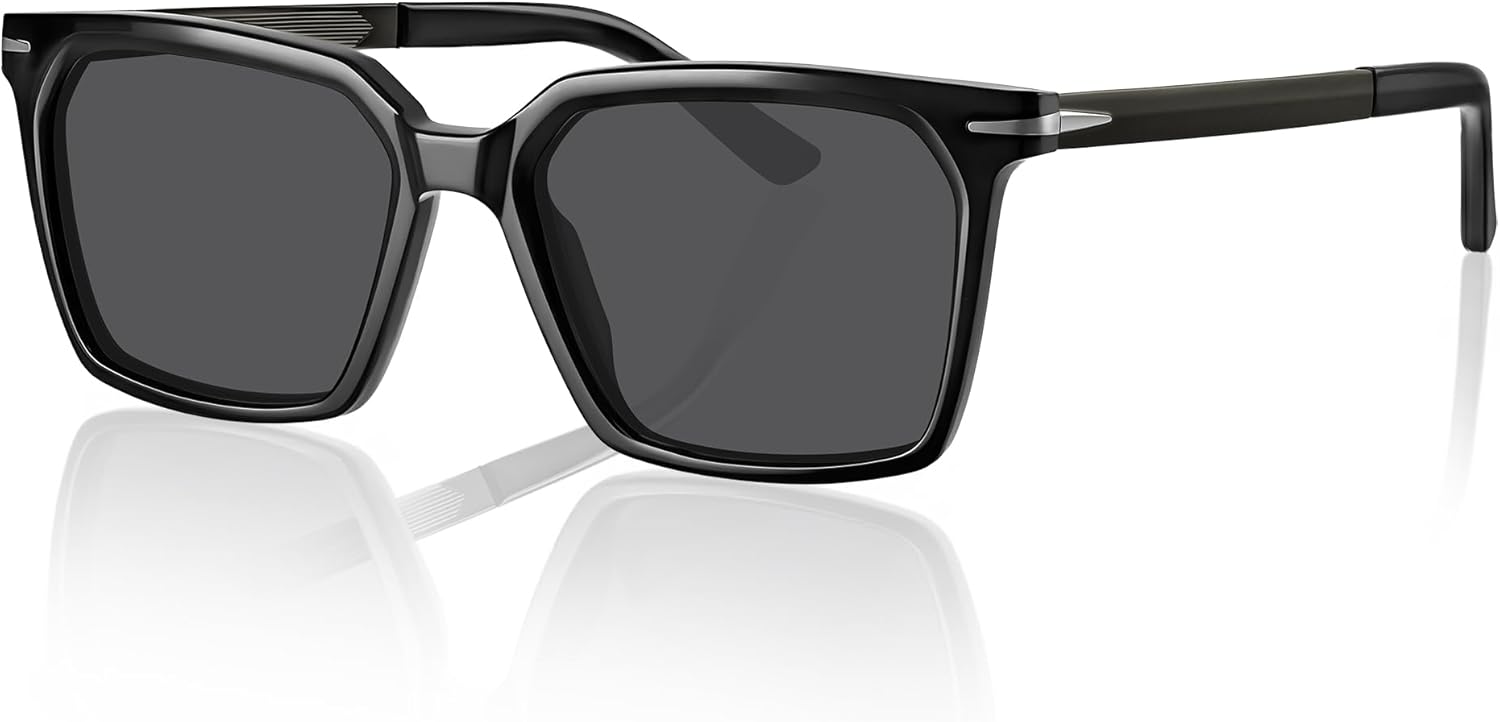 Мужские массивные прямоугольные солнцезащитные очки – скульптурная ацетатная передняя часть с металлическими дужками и защитой от УФ-излучения UV400 gesruny, A1 Black Frame/Grey Lens
Мужские массивные прямоугольные солнцезащитные очки – скульптурная ацетатная передняя часть с металлическими дужками и защитой от УФ-излучения UV400 gesruny, A1 Black Frame/Grey Lens