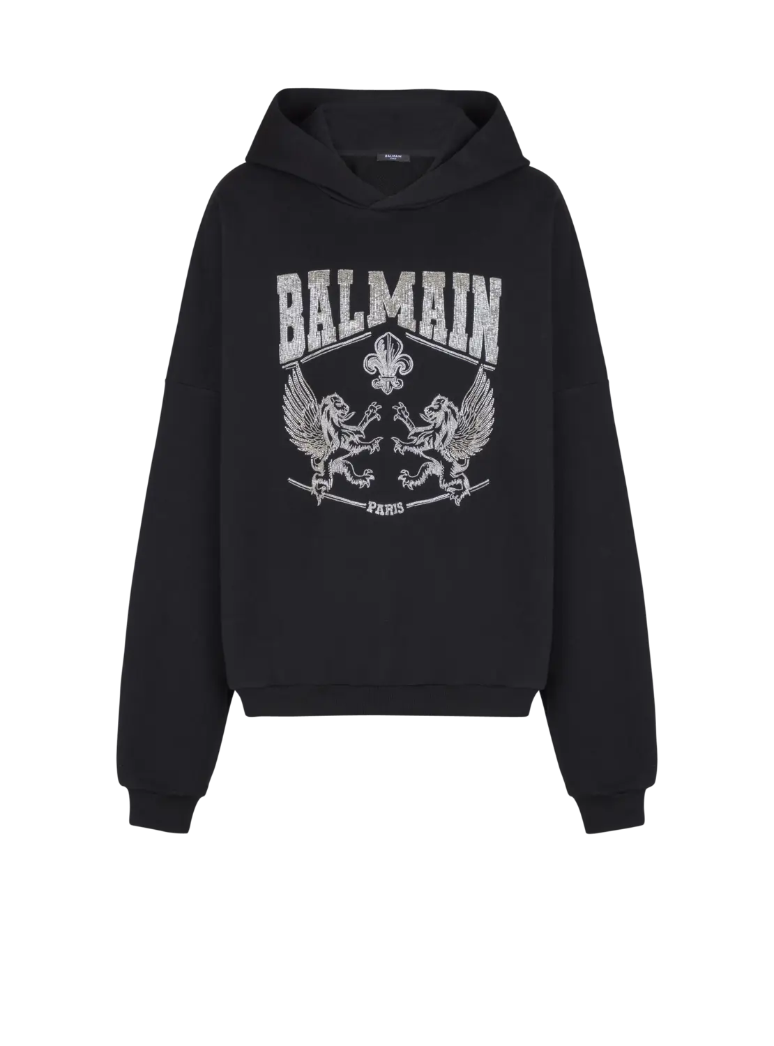 Худи с вышивкой из кристаллов Balmain, черный
Худи с вышивкой из кристаллов Balmain, черный