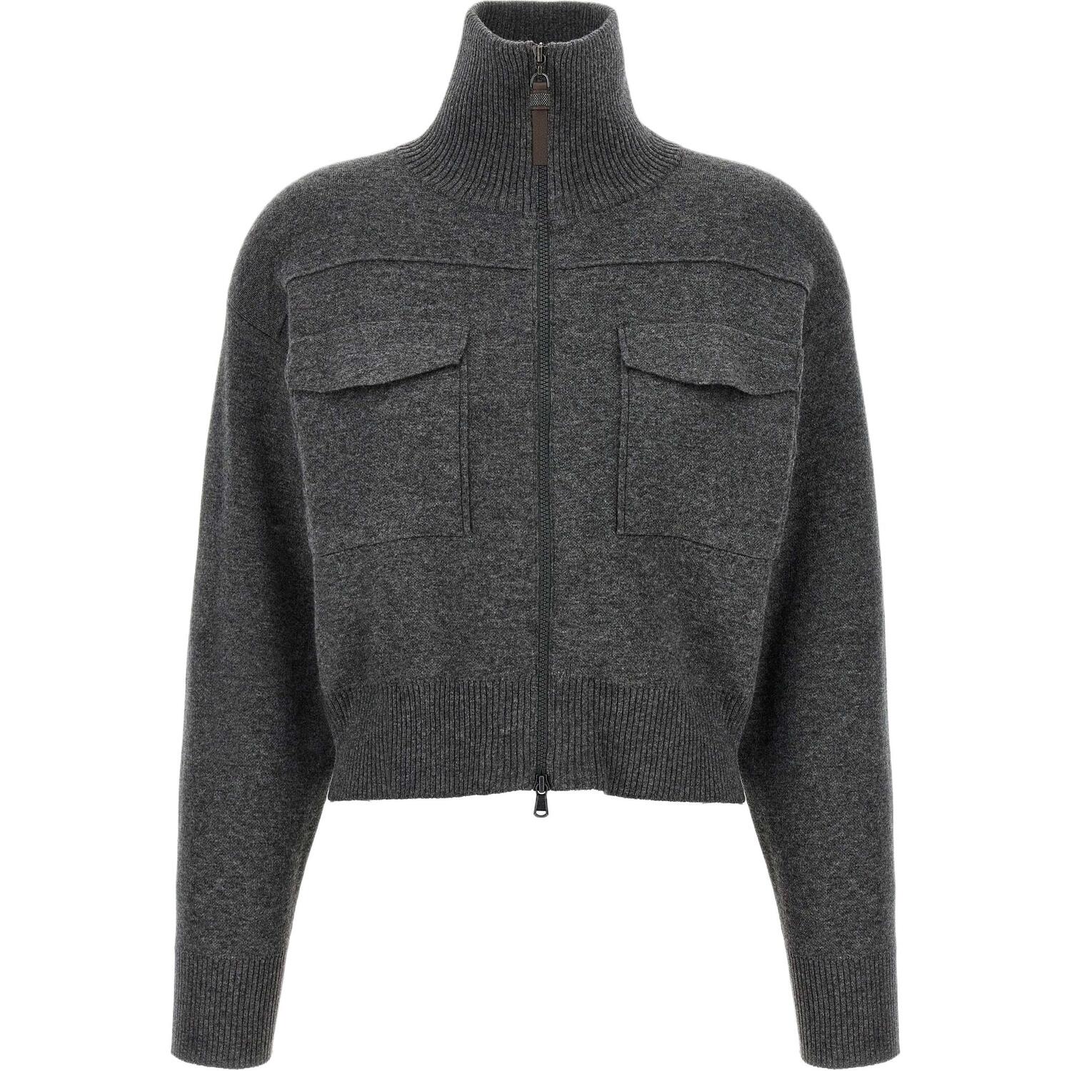 Кардиган с высоким воротником Brunello Cucinelli, серый
Кардиган с высоким воротником Brunello Cucinelli, серый