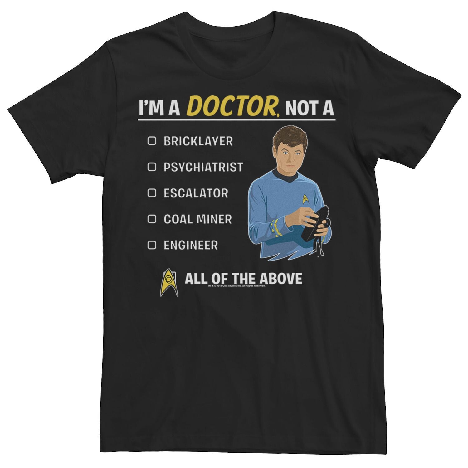 Мужская футболка Star Trek Original Series McCoy I'm A Doctor Licensed Character
Мужская футболка Star Trek Original Series McCoy I'm A Doctor Licensed Character