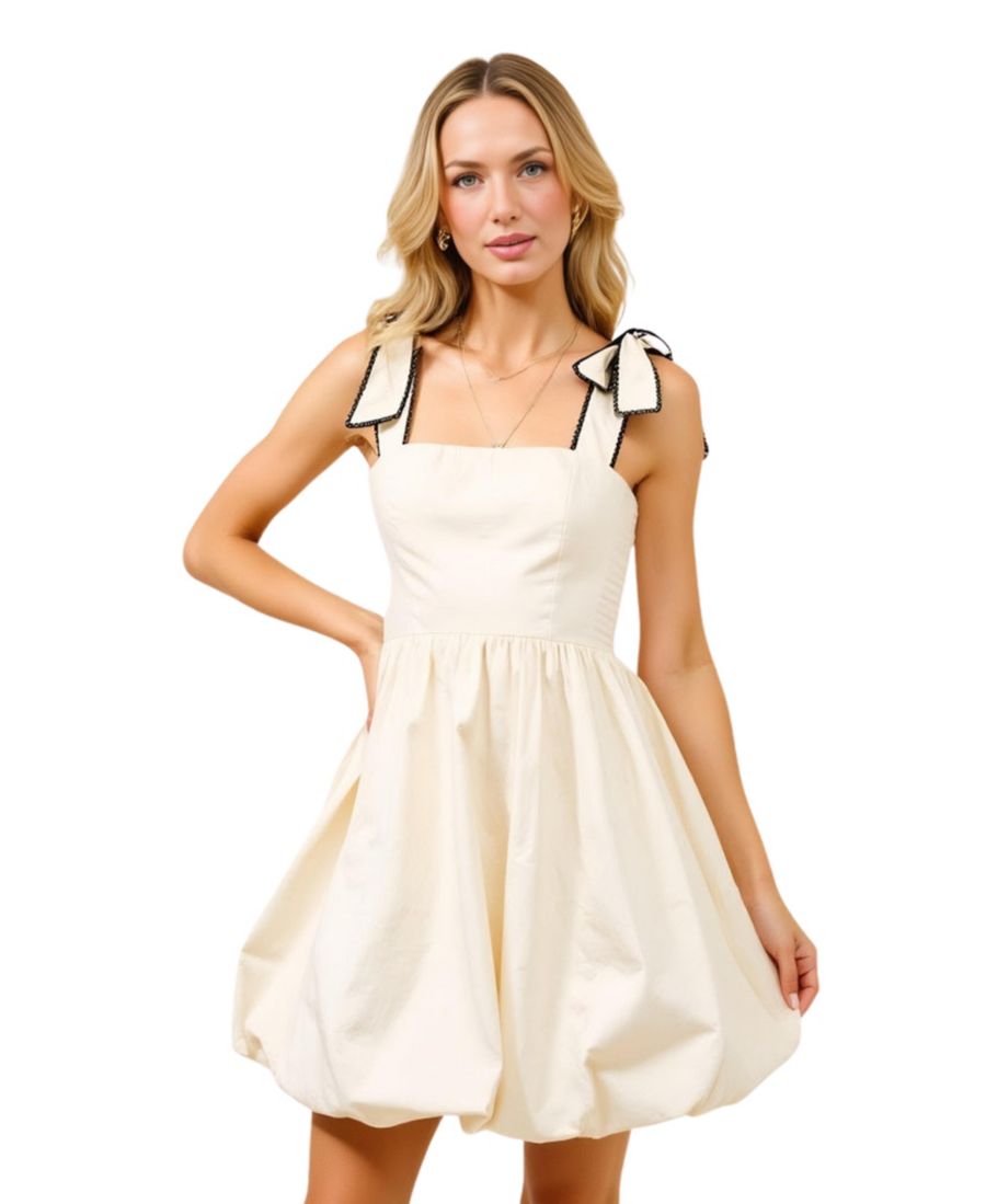 Женское мини-платье с бантом на бретелях и квадратным вырезом Modenaire, Light beige
Женское мини-платье с бантом на бретелях и квадратным вырезом Modenaire, Light beige