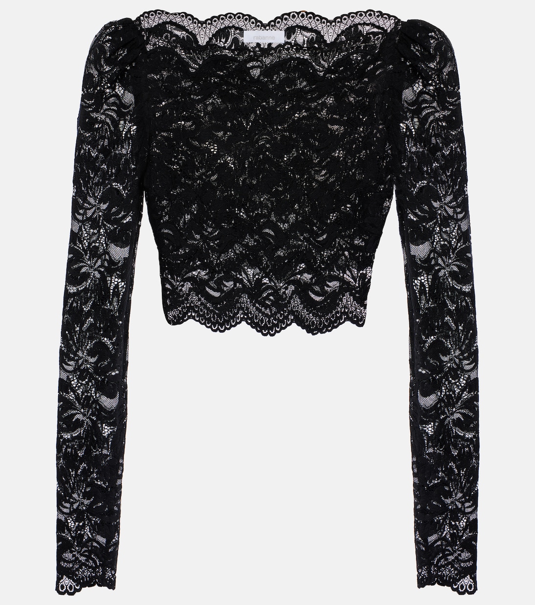 Короткий топ с цветочным кружевом Rabanne, черный
Короткий топ с цветочным кружевом Rabanne, черный