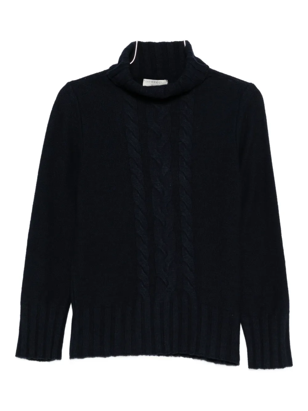 Свитер с воротником-стойкой и косичкой Intrecci, черный
Свитер с воротником-стойкой и косичкой Intrecci, черный