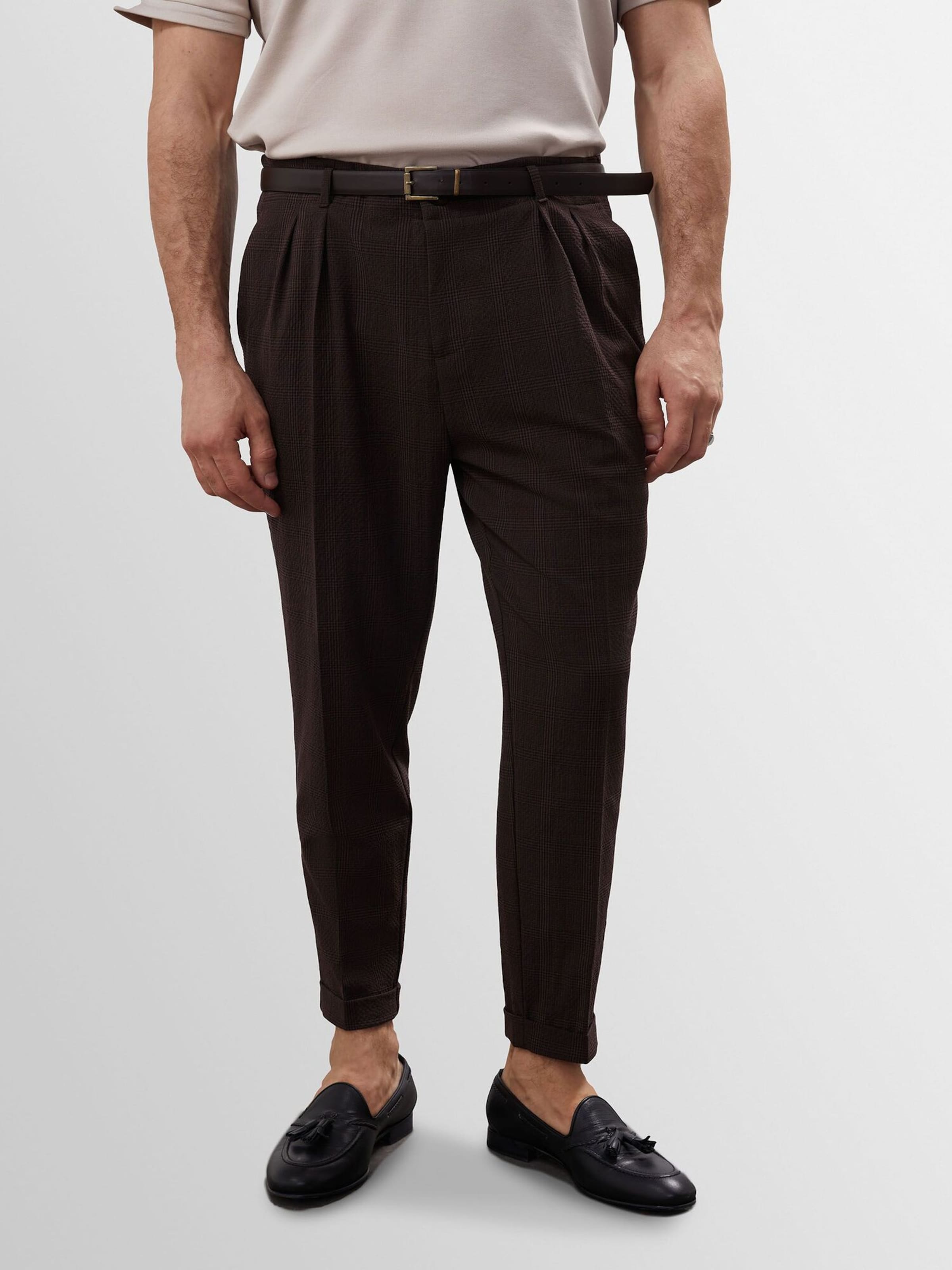 Antioch Брюки с зауженным низом и складками спереди, цвет коричневый, мраморный коричневый
Antioch Брюки с зауженным низом и складками спереди, цвет коричневый, мраморный коричневый