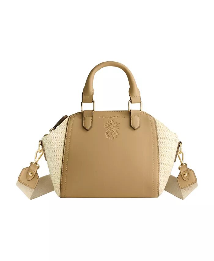 Мини-сумка с тисненым логотипом и соломенными вставками Tommy Bahama, коричневый/бежевый 
Мини-сумка с тисненым логотипом и соломенными вставками Tommy Bahama, коричневый/бежевый