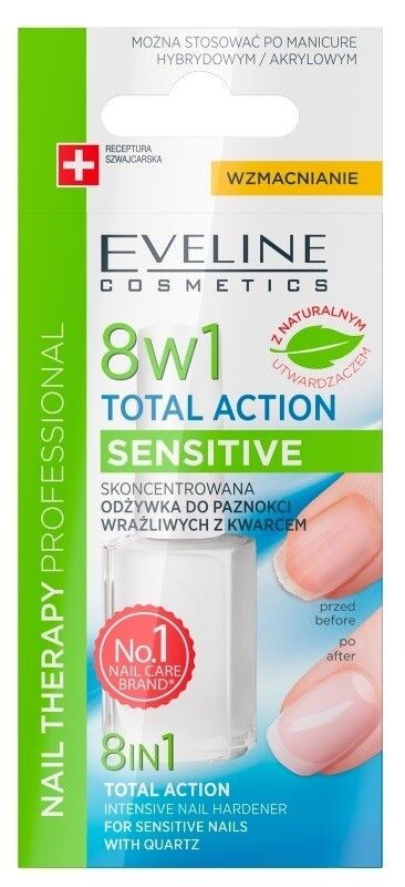 Eveline Nail Therapy Sensitive 8w1 Кондиционер для ногтей, 12 ml
Eveline Nail Therapy Sensitive 8w1 Кондиционер для ногтей, 12 ml