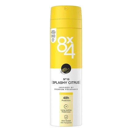 Дезодорант 8X4 N°16 Splashy Citrus 150 мл
Дезодорант 8X4 N°16 Splashy Citrus 150 мл