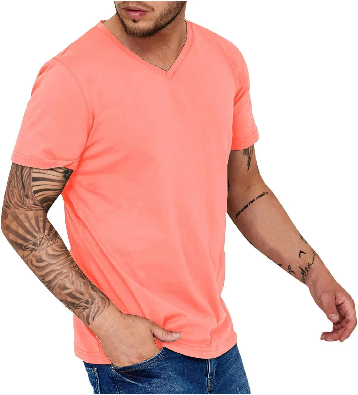 Мужская футболка V-образного выреза с коротким рукавом
Мужская футболка V-образного выреза с коротким рукавом