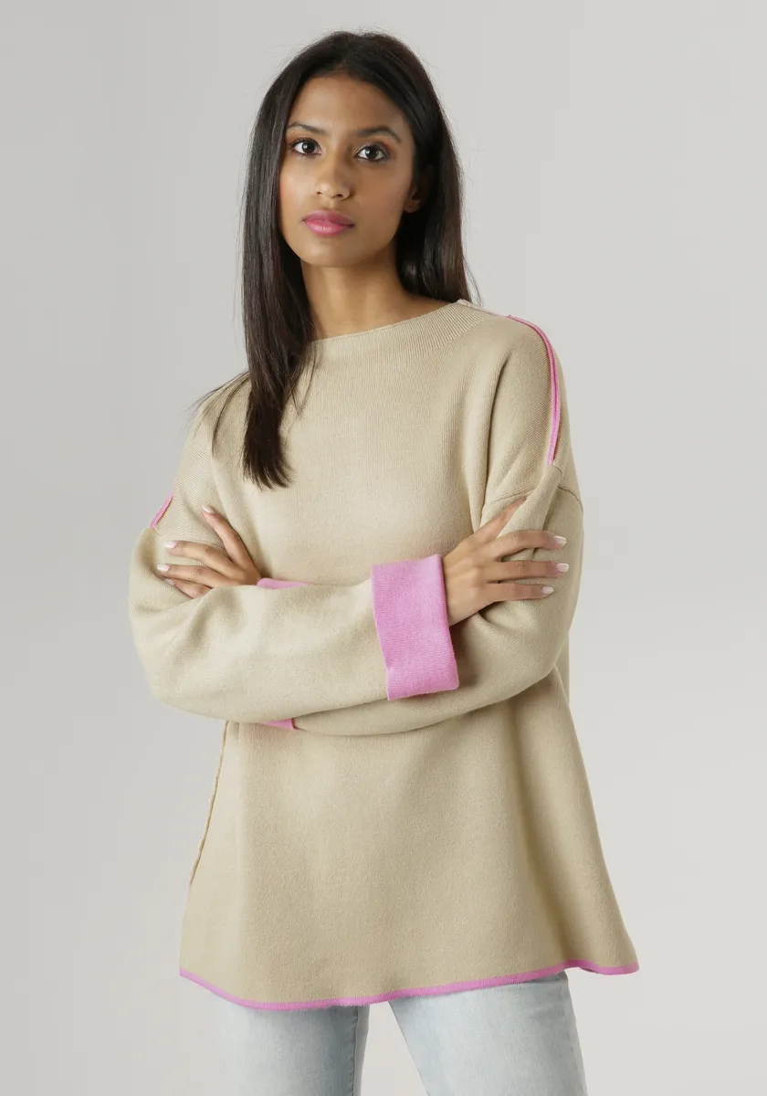 Вязаный свитер Aniston SELECTED с розовыми декоративными краями, розовый
Вязаный свитер Aniston SELECTED с розовыми декоративными краями, розовый