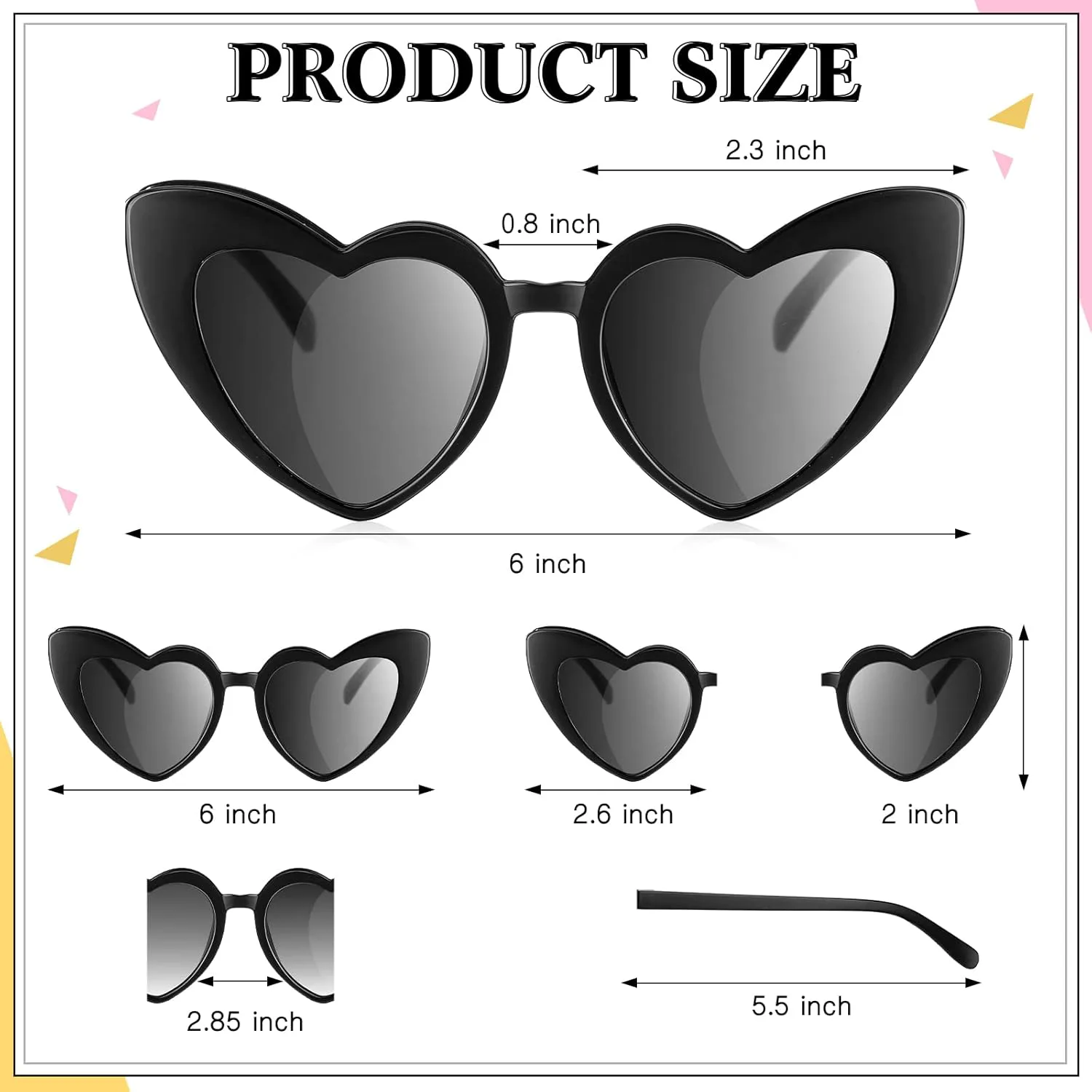 Flutesan 16 пар солнцезащитных очков в форме сердца, ретро-очки для девичника, винтажные очки «кошачий глаз» в форме сердца для женщин, Gray, Black, White
Flutesan 16 пар солнцезащитных очков в форме сердца, ретро-очки для девичника, винтажные очки «кошачий глаз» в форме сердца для женщин, Gray, Black, White