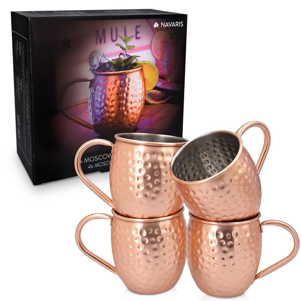 Набор кружек Navaris Moscow Mule из 4-4 медных кружек для пива с джином Moscow Mule - Кованая коктейльная кружка - Чашка из нержавеющей стали с медью, бронза
Набор кружек Navaris Moscow Mule из 4-4 медных кружек для пива с джином Moscow Mule - Кованая коктейльная кружка - Чашка из нержавеющей стали с медью, бронза