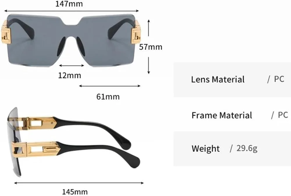 LVTFCO Модные солнцезащитные очки большого размера без оправы для женщин, градиентные, в стильной оправе, с металлическими дужками и защитой от УФ-излучения UV400, 3
LVTFCO Модные солнцезащитные очки большого размера без оправы для женщин, градиентные, в стильной оправе, с металлическими дужками и защитой от УФ-излучения UV400, 3