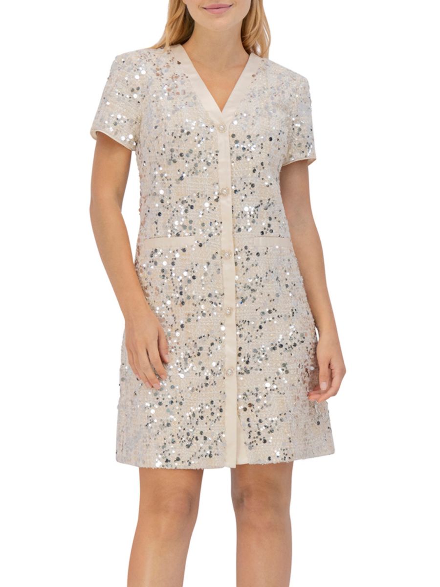 Платье-футляр из букле с отделкой из пайеток и атласа Eliza J, слоновая кость
Платье-футляр из букле с отделкой из пайеток и атласа Eliza J, слоновая кость