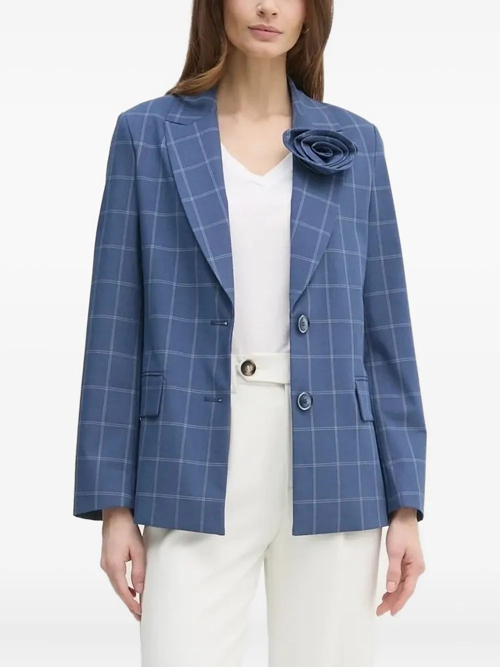 Клетчатый блейзер с розами Sisley, синий
Клетчатый блейзер с розами Sisley, синий