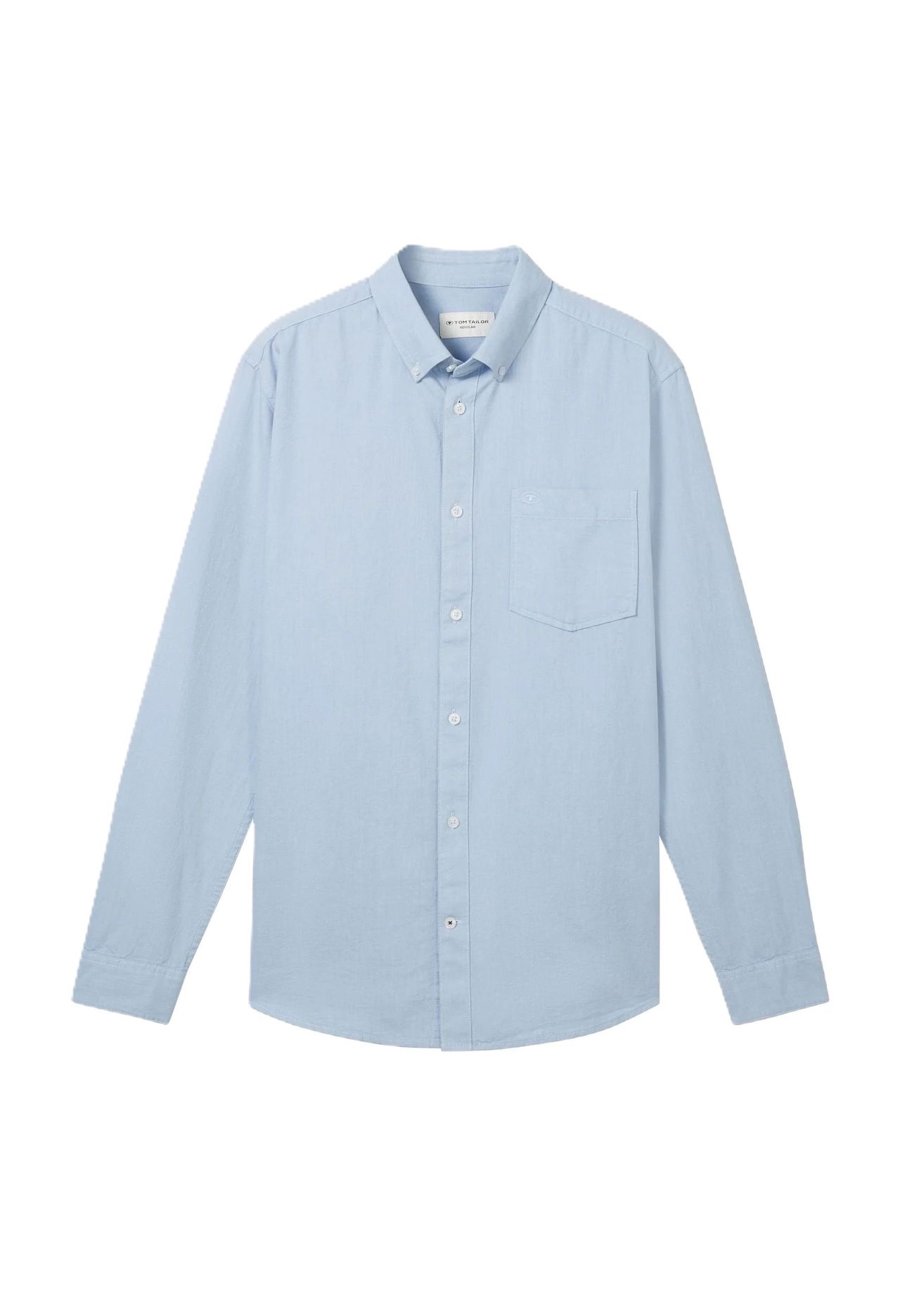 Рубашка повседневная, стандартного кроя, с длинным рукавом, воротник на пуговицах, мужская TOM TAILOR, цвет 35960 Light Blue