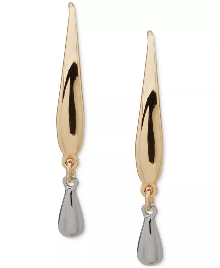Двухцветные полированные серьги-нити в форме капли DKNY, золотой
Двухцветные полированные серьги-нити в форме капли DKNY, золотой
