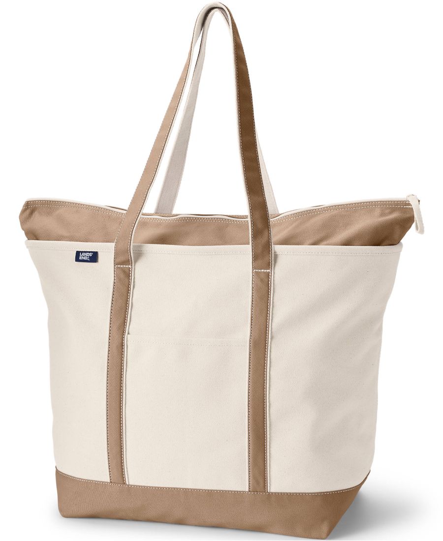 Очень большая холщовая сумка-тоут с пятью карманами, застежкой-молнией и длинными ручками Lands' End, Natural/rich camel
Очень большая холщовая сумка-тоут с пятью карманами, застежкой-молнией и длинными ручками Lands' End, Natural/rich camel