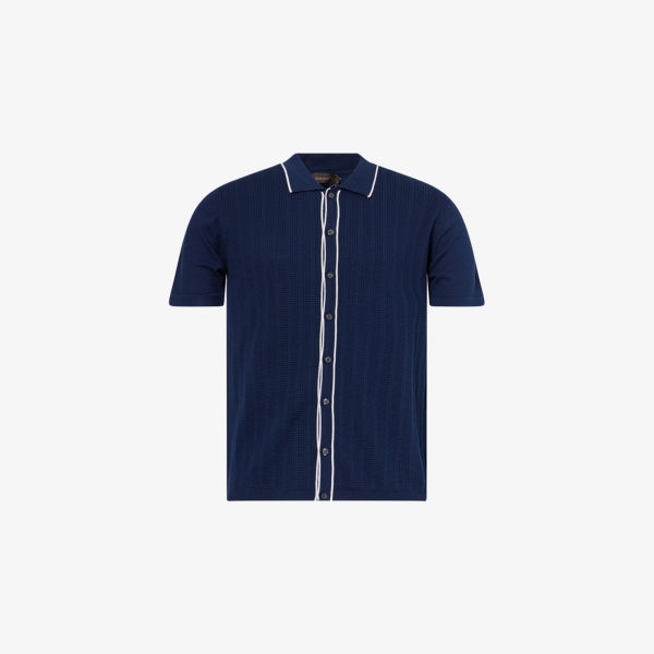 Поло Oscar Jacobson Barker из фактурного хлопкового трикотажа, синий 
Поло Oscar Jacobson Barker из фактурного хлопкового трикотажа, синий