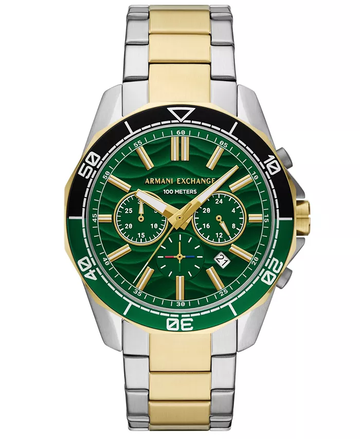 Мужские кварцевые часы-хронограф из двухцветной нержавеющей стали, 44 мм A|X Armani Exchange
Мужские кварцевые часы-хронограф из двухцветной нержавеющей стали, 44 мм A|X Armani Exchange