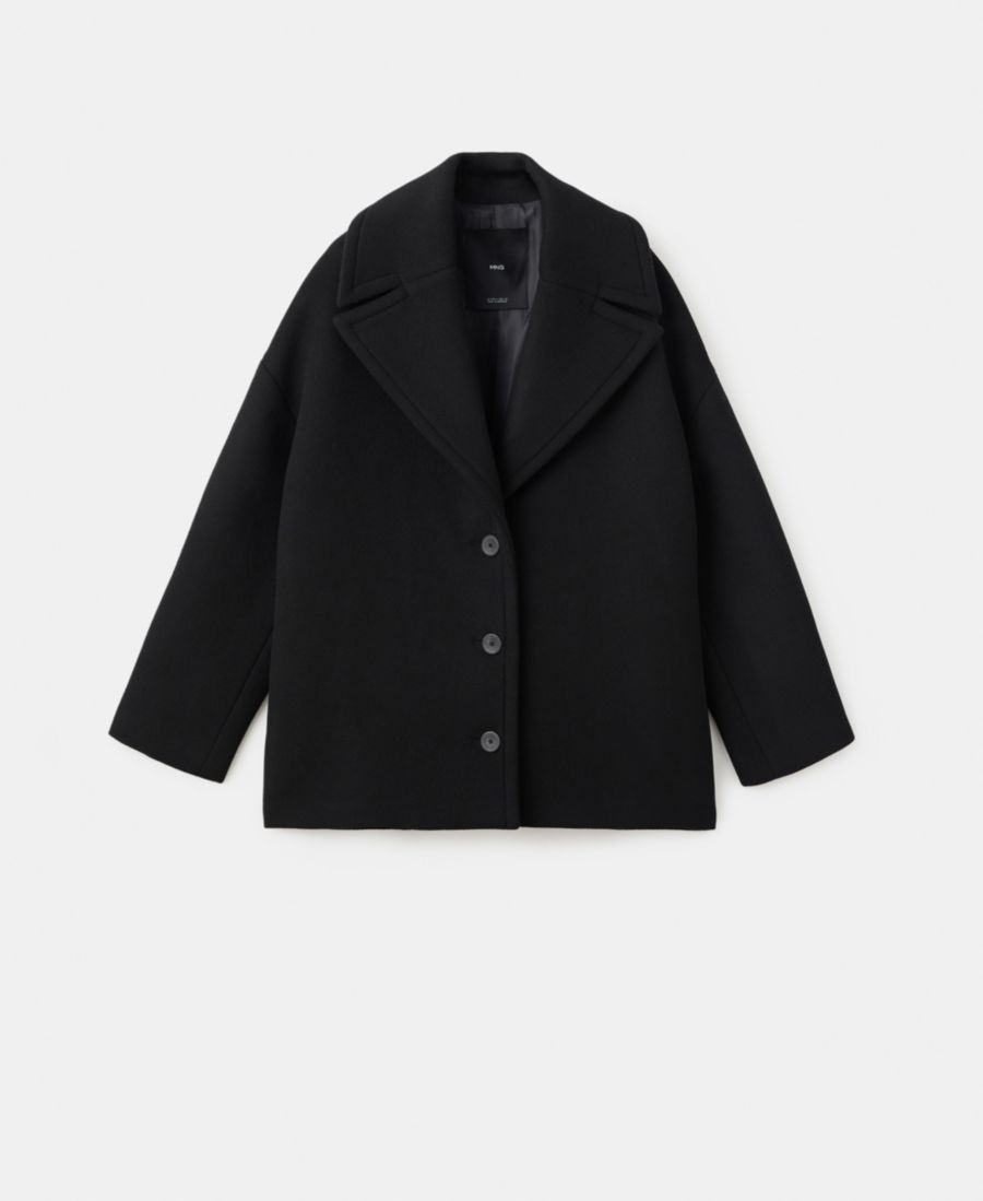 Женское короткое шерстяное пальто свободного кроя MANGO, Black
Женское короткое шерстяное пальто свободного кроя MANGO, Black