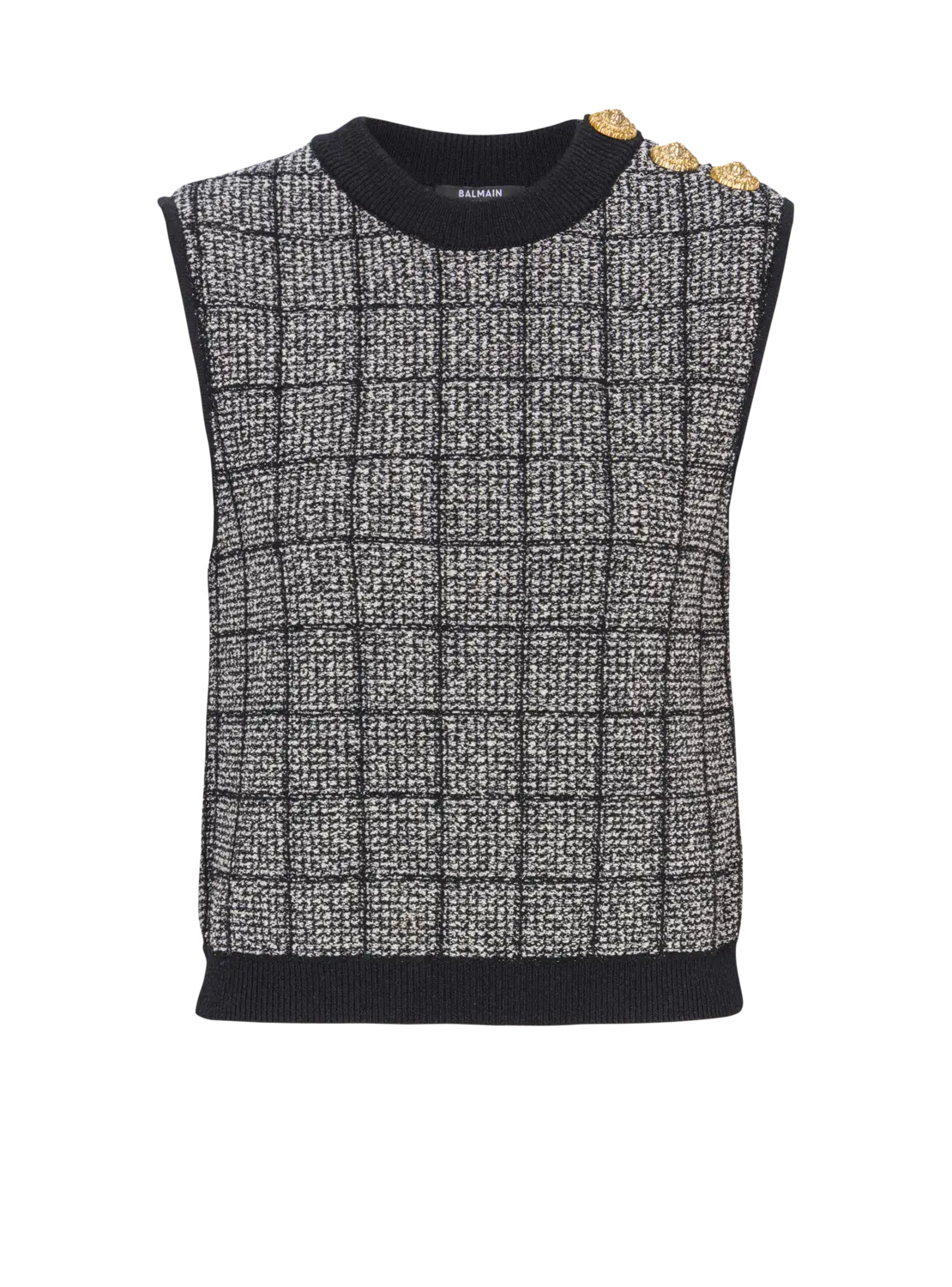 Твидовый укороченный топ с пуговицами Balmain, черный
Твидовый укороченный топ с пуговицами Balmain, черный