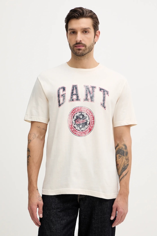 Хлопковая футболка Gant, бежевый
Хлопковая футболка Gant, бежевый