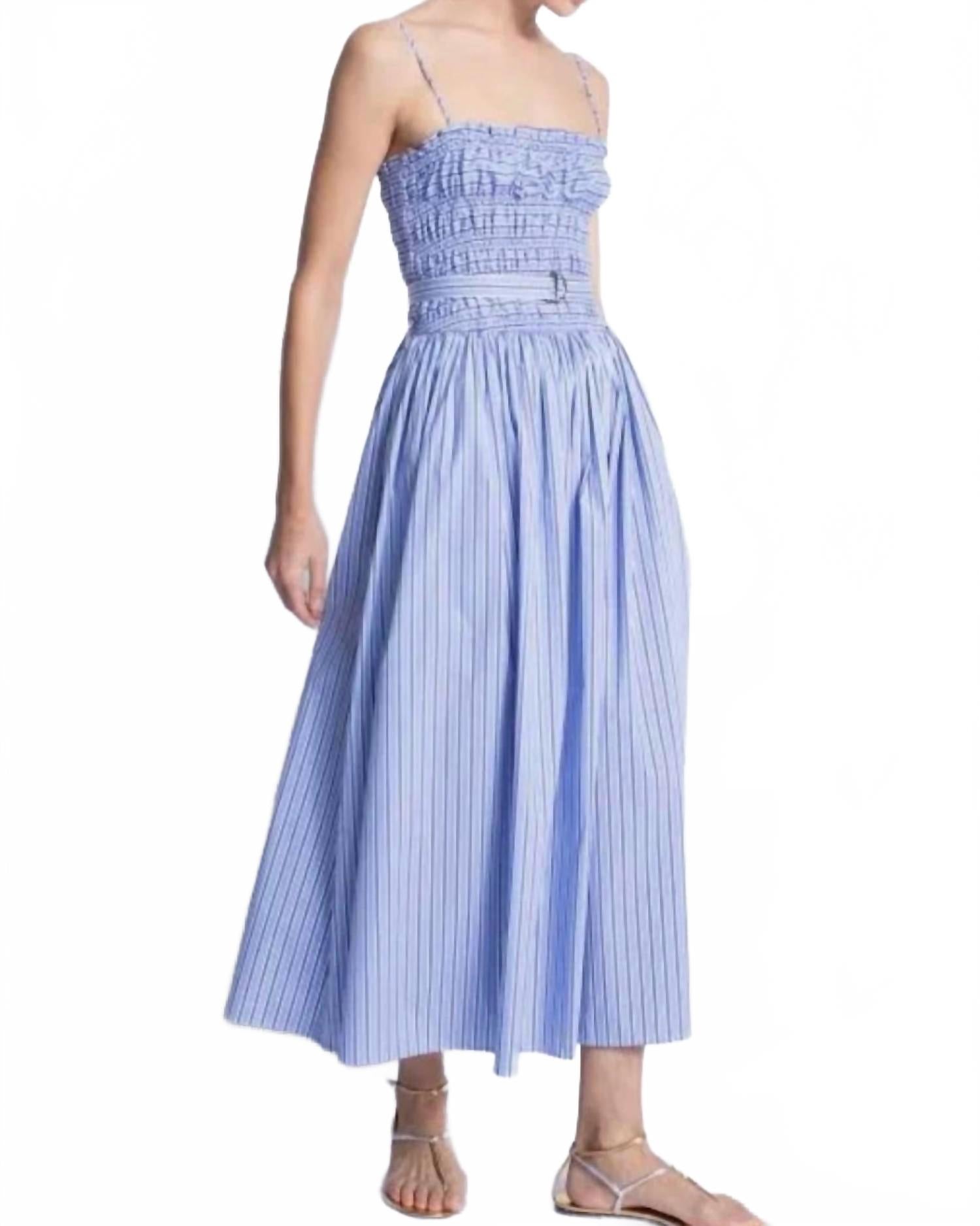 Панамское миди-платье в синюю полоску Karina Grimaldi
Панамское миди-платье в синюю полоску Karina Grimaldi