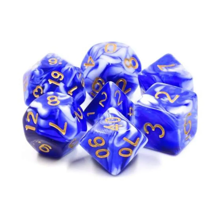 Набор Poly — синий фарфор с золотом (7), Dice Sets - Resin/Acrylic - Blue, Green, & Purple (Foam Brain Games)
Набор Poly — синий фарфор с золотом (7), Dice Sets - Resin/Acrylic - Blue, Green, & Purple (Foam Brain Games)