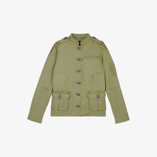 Офицерский воротник-накладные карманы хлопчатобумажная куртка The Kooples, зеленый
Офицерский воротник-накладные карманы хлопчатобумажная куртка The Kooples, зеленый