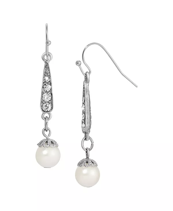 Серьги-Капли с искусственным жемчугом и кристаллами 2028, white
Серьги-Капли с искусственным жемчугом и кристаллами 2028, white