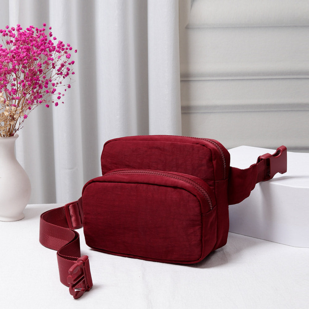 Сплошная нейлоновая сумка-слинг Поясная сумка Бандана FASHNZFAB, Burgundy 
Сплошная нейлоновая сумка-слинг Поясная сумка Бандана FASHNZFAB, Burgundy