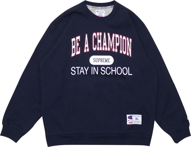 Толстовка Supreme x Champion Stay In School Crewneck 'Navy', синий
Толстовка Supreme x Champion Stay In School Crewneck 'Navy', синий