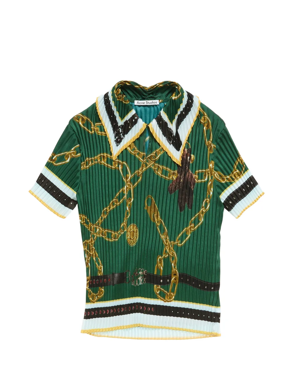 Поло с воротником и принтом в виде цепей Acne Studios, зеленый
Поло с воротником и принтом в виде цепей Acne Studios, зеленый