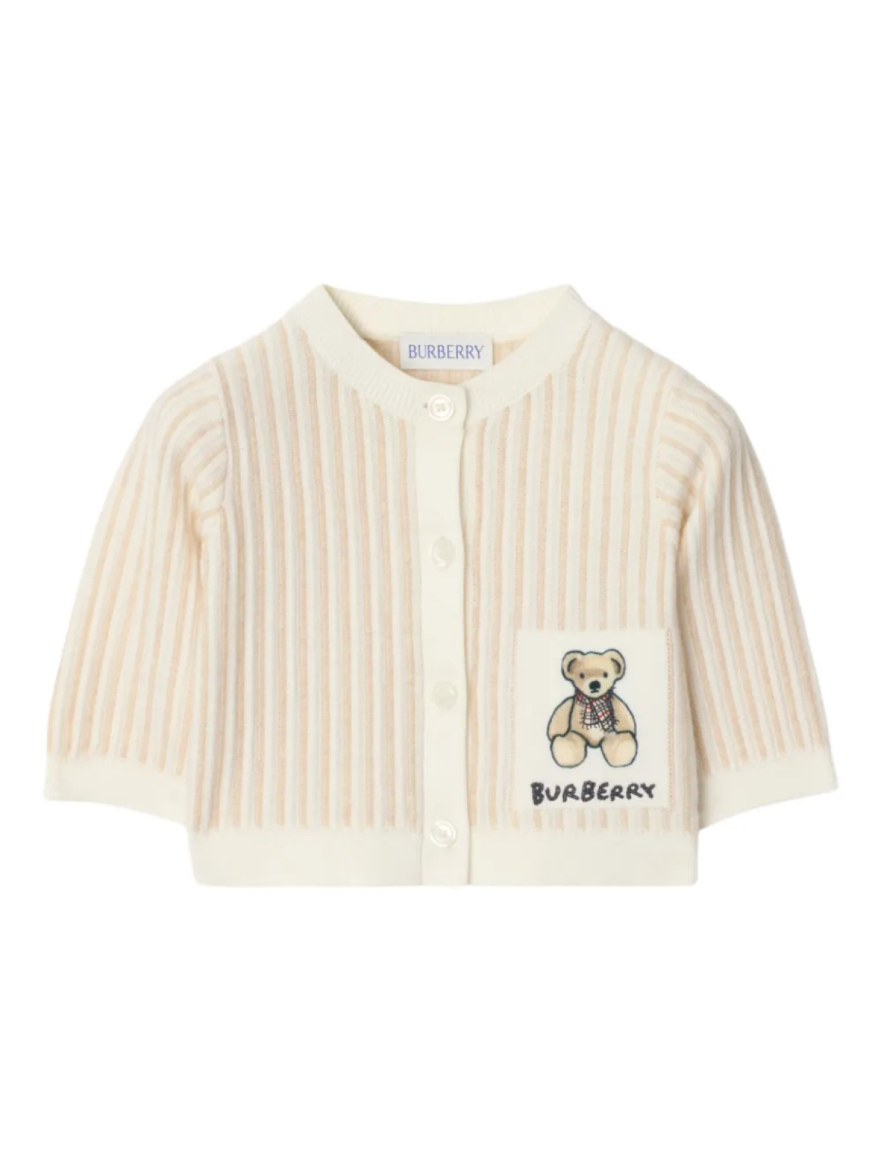 Хлопковый кардиган Thomas Bear Burberry Kids, нейтральный 
Хлопковый кардиган Thomas Bear Burberry Kids, нейтральный