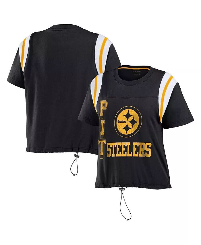 Женская черная футболка с цветными блоками Pittsburgh Steelers на завязках Wear By Erin Andrews
Женская черная футболка с цветными блоками Pittsburgh Steelers на завязках Wear By Erin Andrews