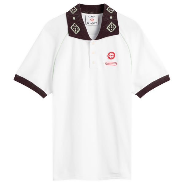 Поло реглан белого цвета с текстурированным воротником из пике-шенилла Casablanca, белый
Поло реглан белого цвета с текстурированным воротником из пике-шенилла Casablanca, белый