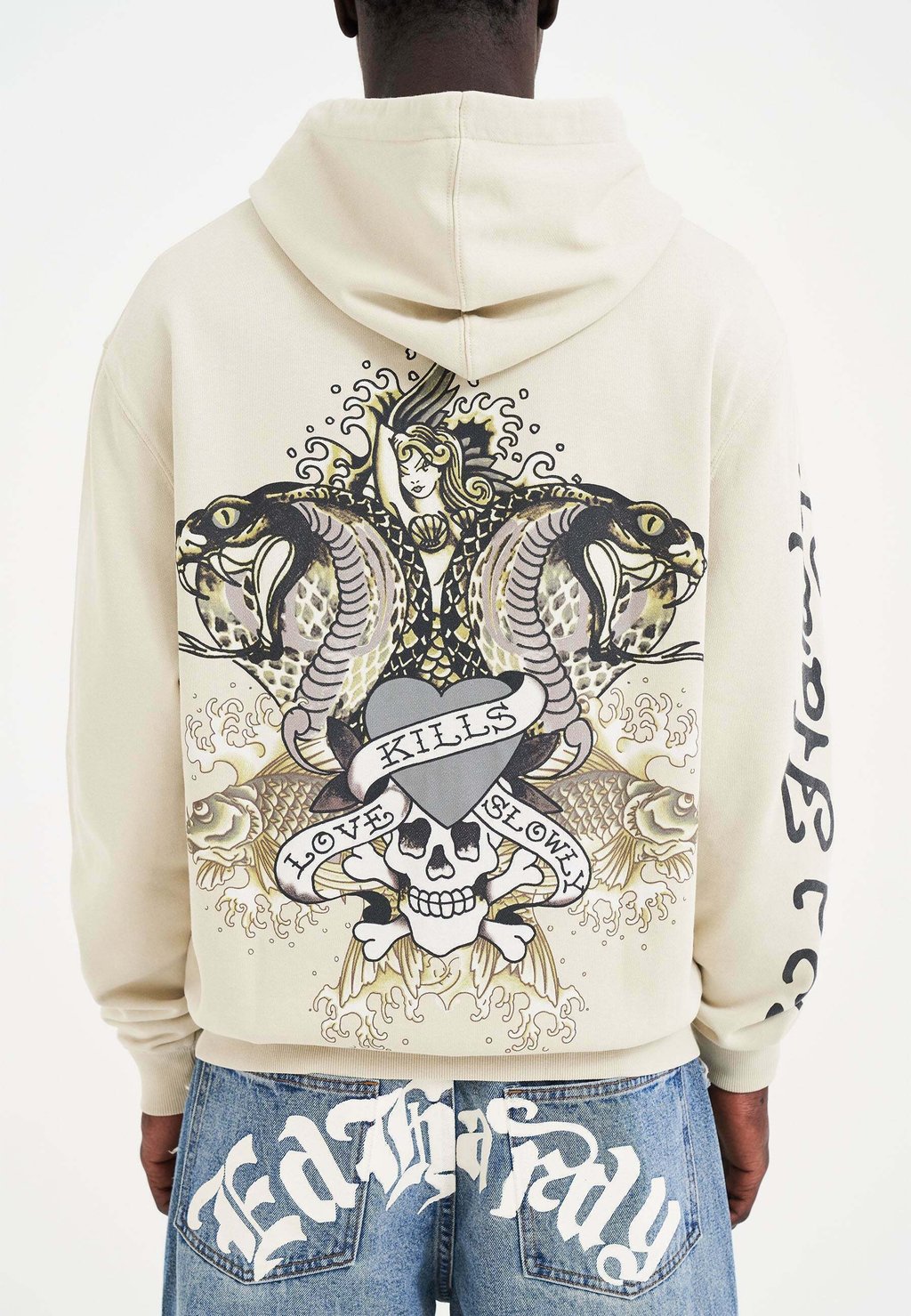Толстовка на молнии KILLS SLOWLY HOODIE Ed Hardy, бежевый 
Толстовка на молнии KILLS SLOWLY HOODIE Ed Hardy, бежевый