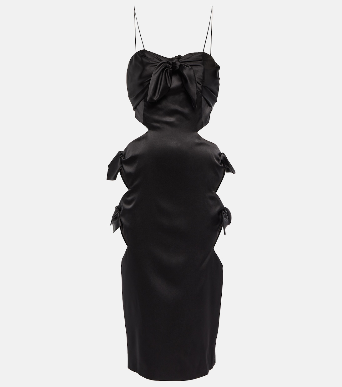 Платье миди из смесового шелка с вырезами Alessandra Rich, черный
Платье миди из смесового шелка с вырезами Alessandra Rich, черный