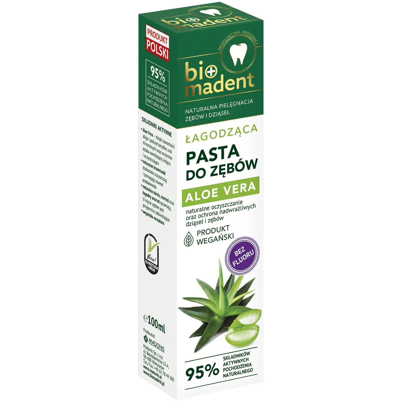 Bio Madent Aloe Vera успокаивающая зубная паста, 100 мл
Bio Madent Aloe Vera успокаивающая зубная паста, 100 мл