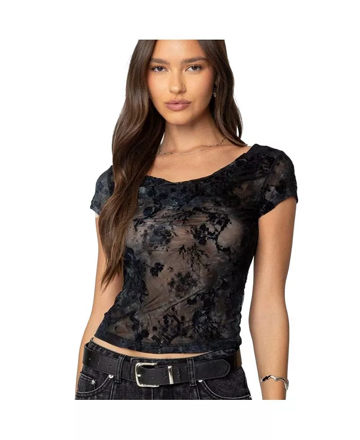 Женский топ с кружевным сетчатым воротником-хомут Edikted, синий
Женский топ с кружевным сетчатым воротником-хомут Edikted, синий