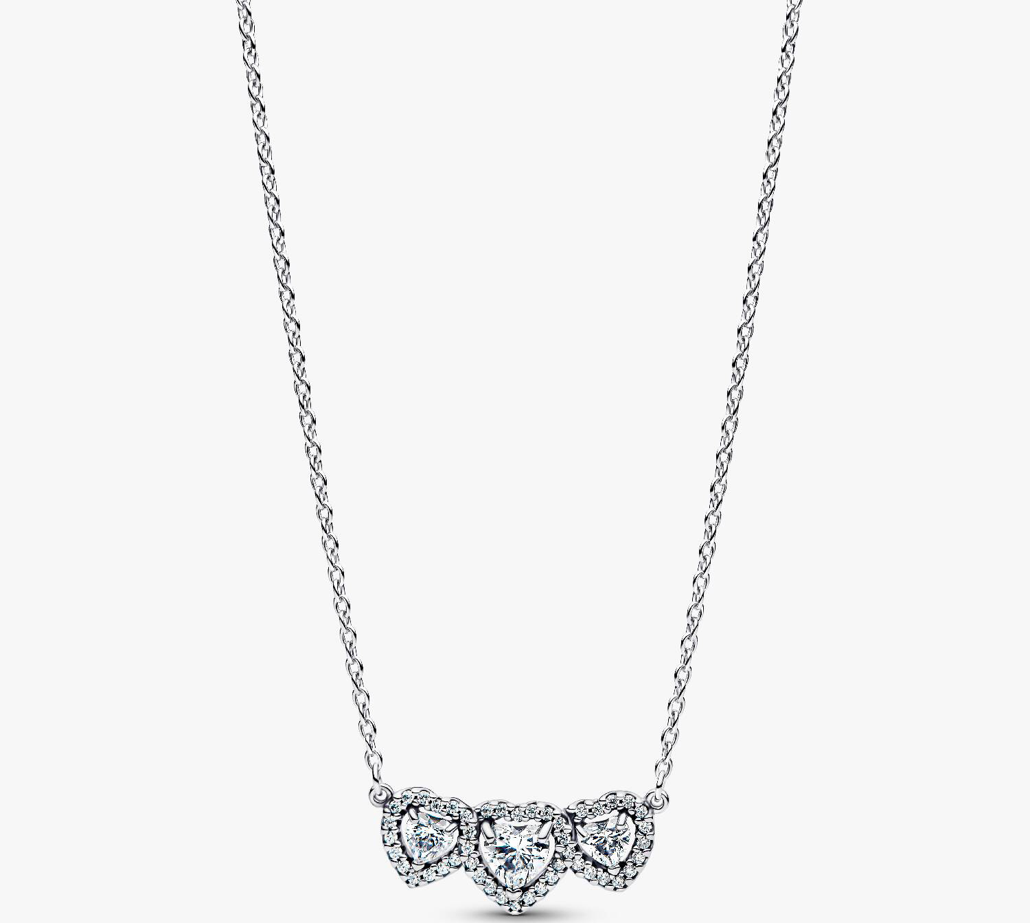 Колье Pandora Halo Heart Trilogy Collier, серебро
Колье Pandora Halo Heart Trilogy Collier, серебро