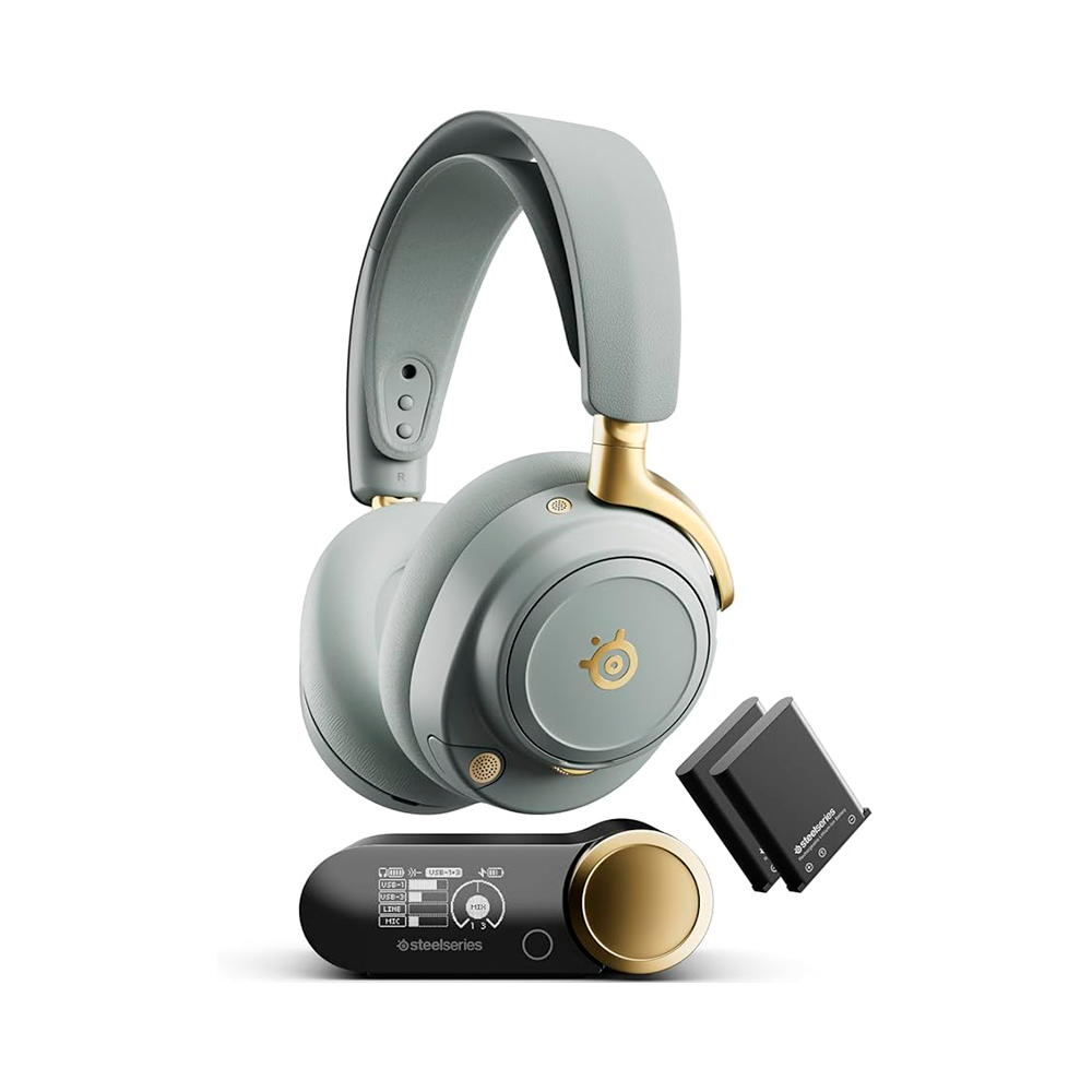 Игровая гарнитура SteelSeries Arctis Nova Elite, шалфей/золото
Игровая гарнитура SteelSeries Arctis Nova Elite, шалфей/золото