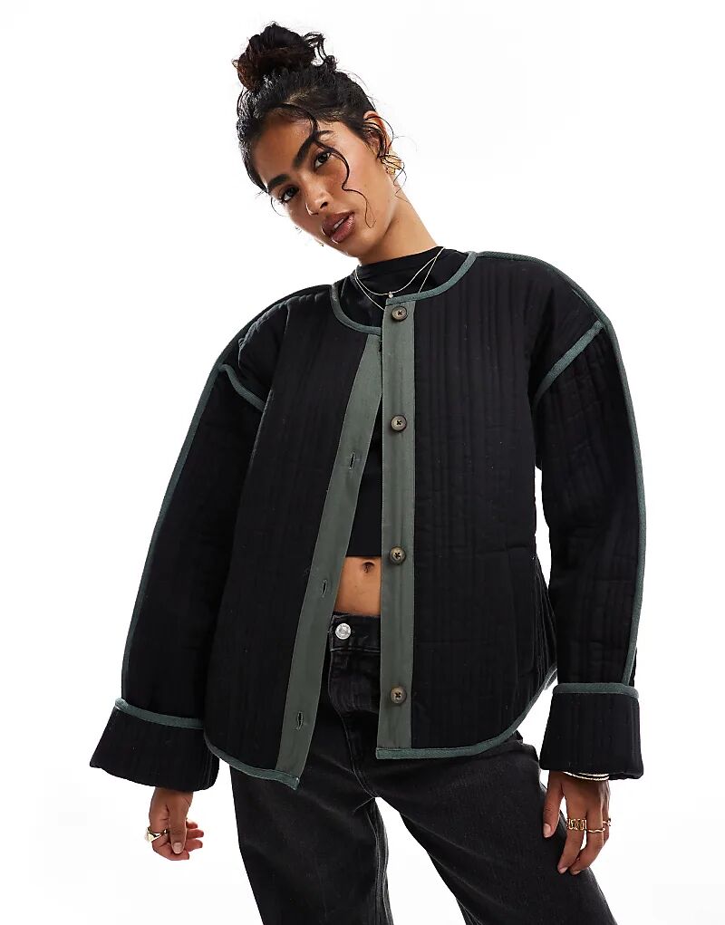 Стеганая куртка с контрастными деталями черного и хаки цвета ASOS DESIGN, Черный, Стеганая куртка с контрастными деталями черного и хаки цвета ASOS DESIGN
Стеганая куртка с контрастными деталями черного и хаки цвета ASOS DESIGN, Черный, Стеганая куртка с контрастными деталями черного и хаки цвета ASOS DESIGN