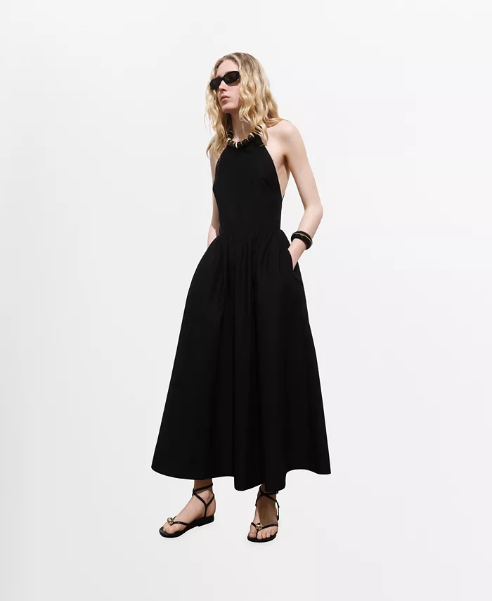 Женское платье-халтер с перекрещенными бретелями на спине MANGO, черный
Женское платье-халтер с перекрещенными бретелями на спине MANGO, черный