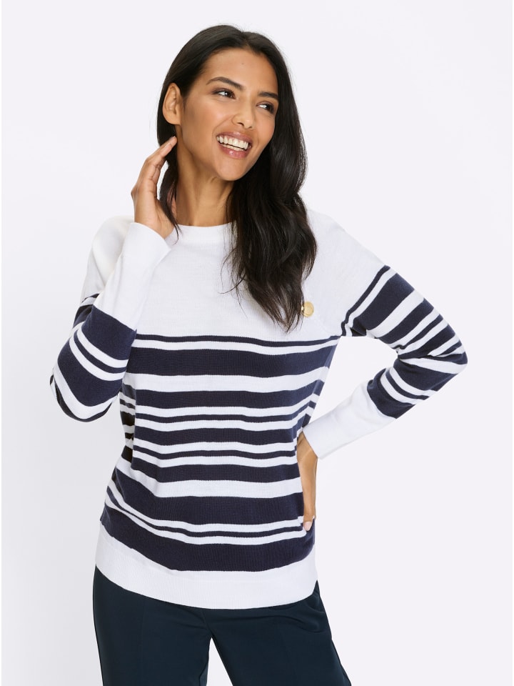 Свитер с длинными рукавами в белую и темно-синюю полоску Sieh an!
Свитер с длинными рукавами в белую и темно-синюю полоску Sieh an!