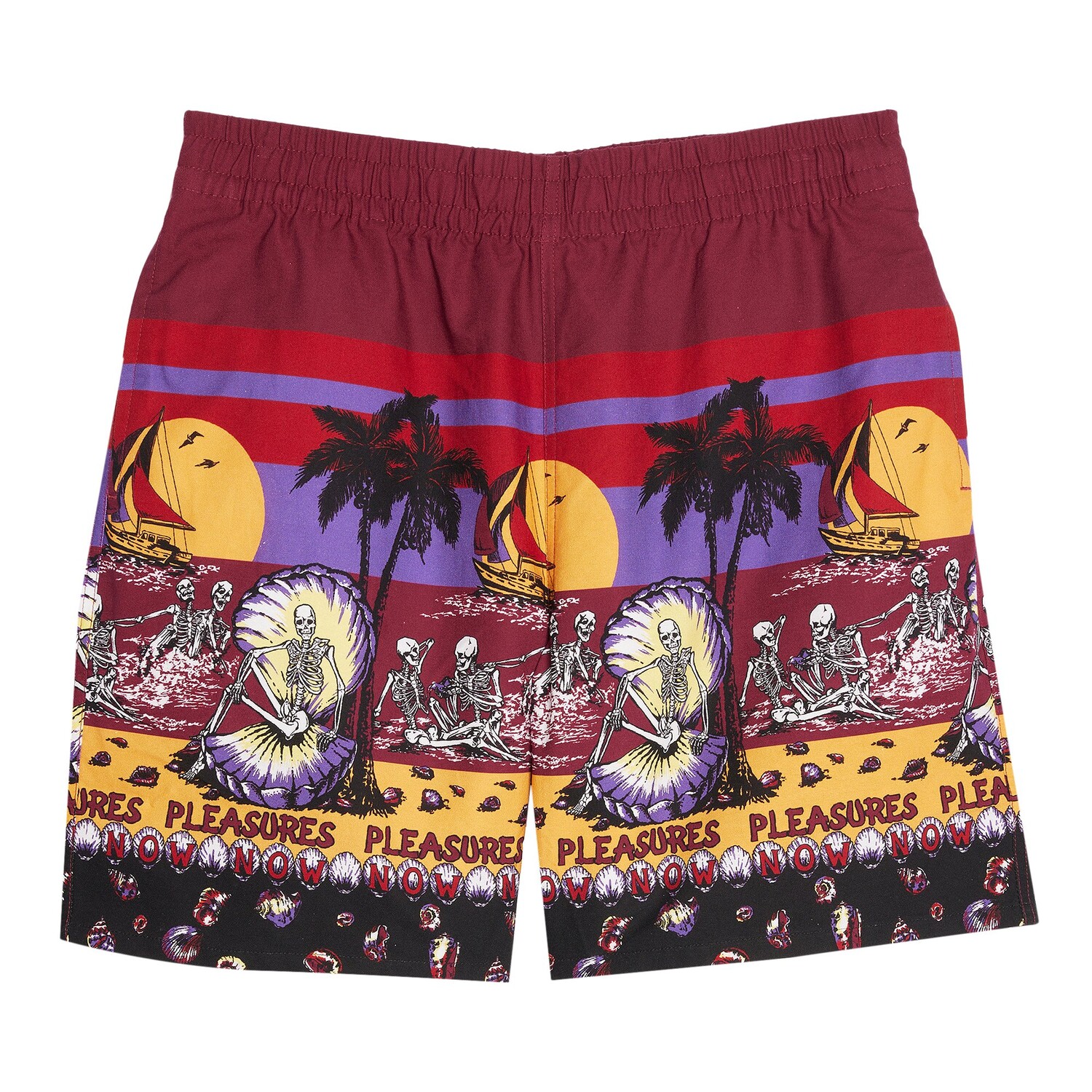 Пляжные шорты Pleasures бордового цвета
Пляжные шорты Pleasures бордового цвета