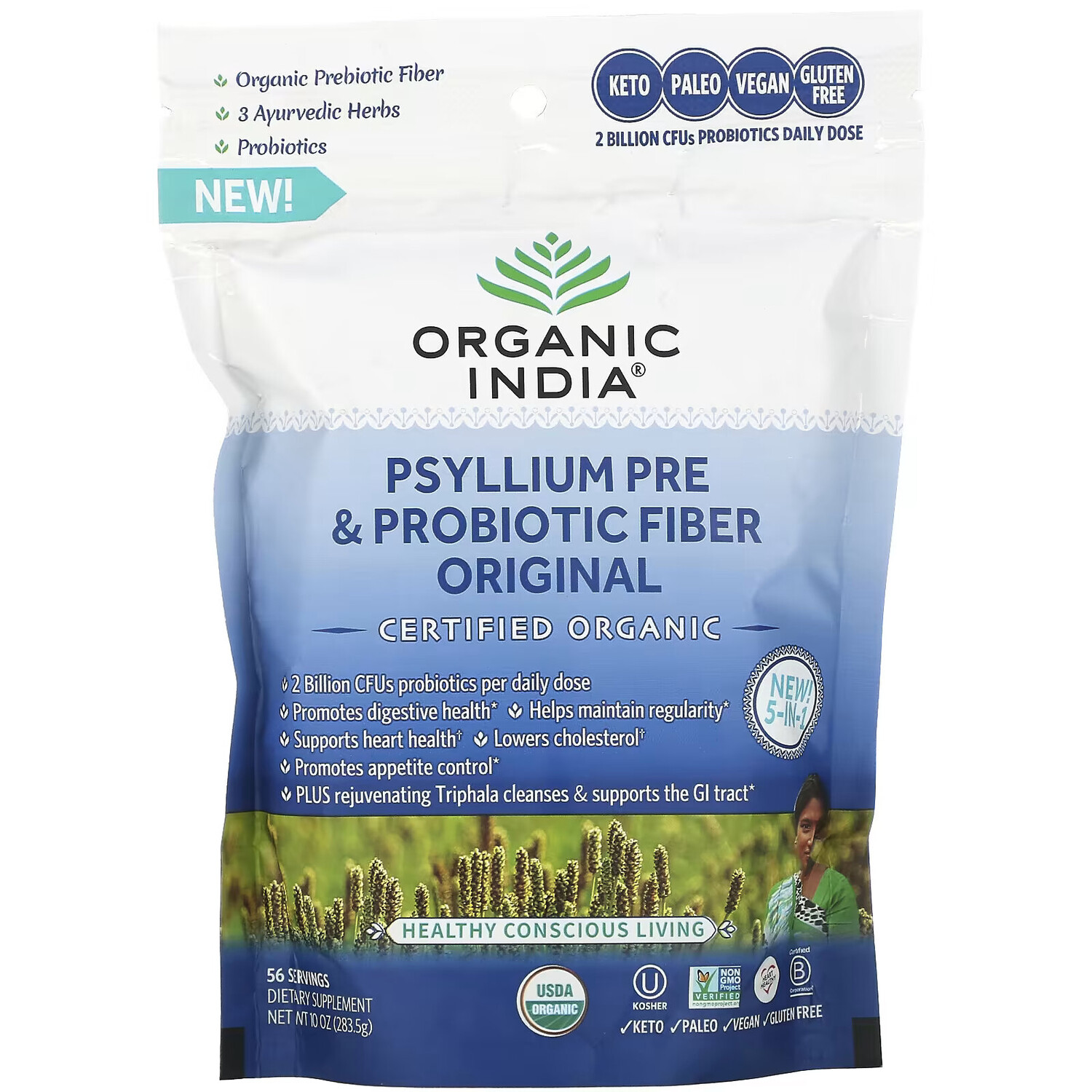 Organic India, Пре и пробиотическая клетчатка подорожника, оригинальная, 283,5 г (10 унций)
Organic India, Пре и пробиотическая клетчатка подорожника, оригинальная, 283,5 г (10 унций)