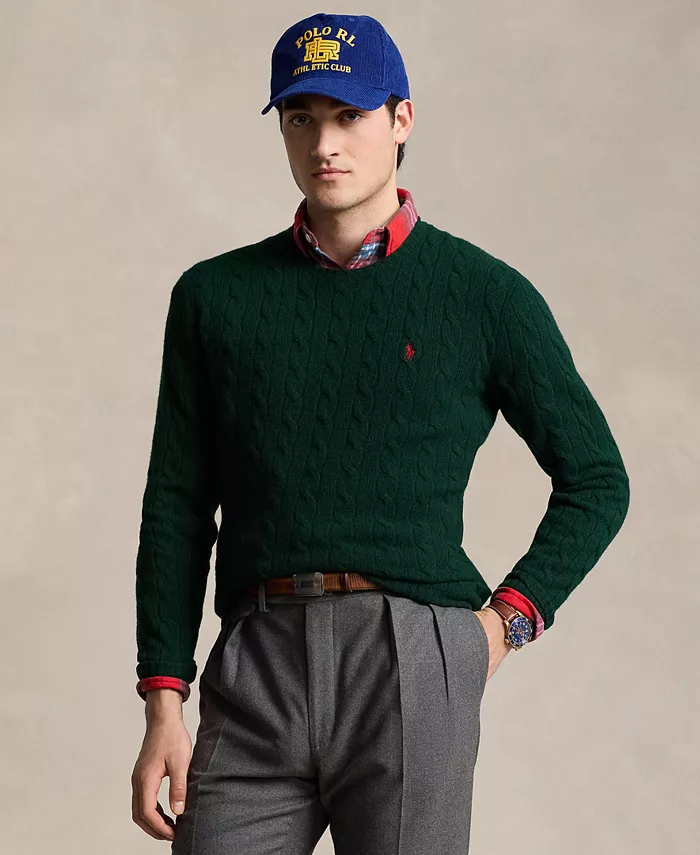 Мужской шерстяно-кашемировый свитер с косой Polo Ralph Lauren, зеленый
Мужской шерстяно-кашемировый свитер с косой Polo Ralph Lauren, зеленый